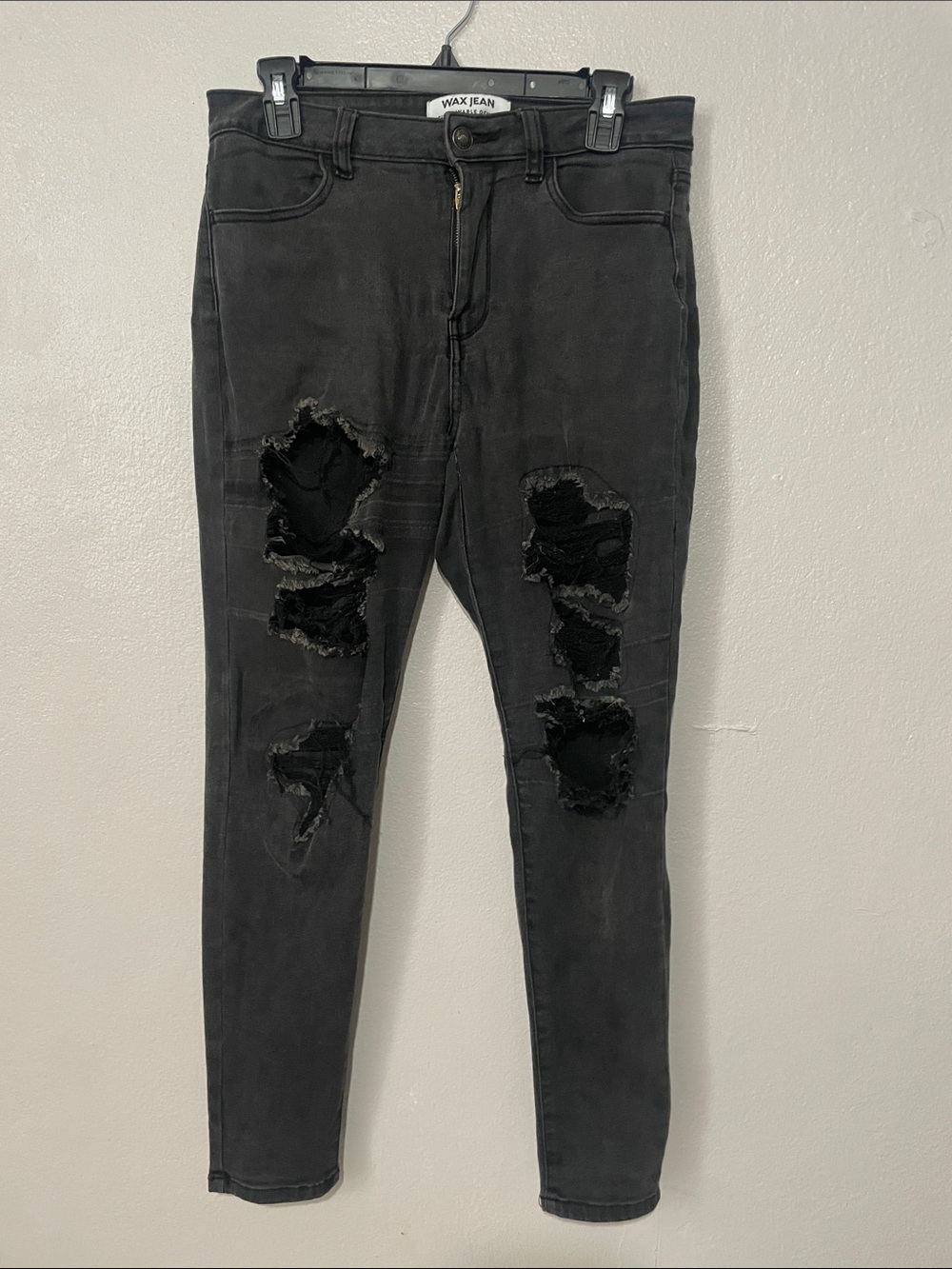 Wax Jean Black Ripped Skinny Jeans
